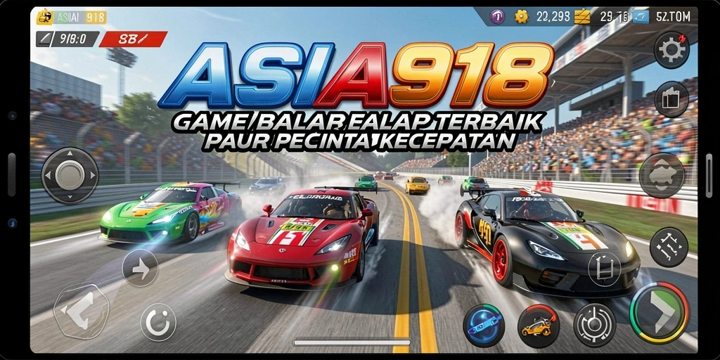 Tampilan gameplay memukau dari ASIA918 dengan mobil balap cepat.