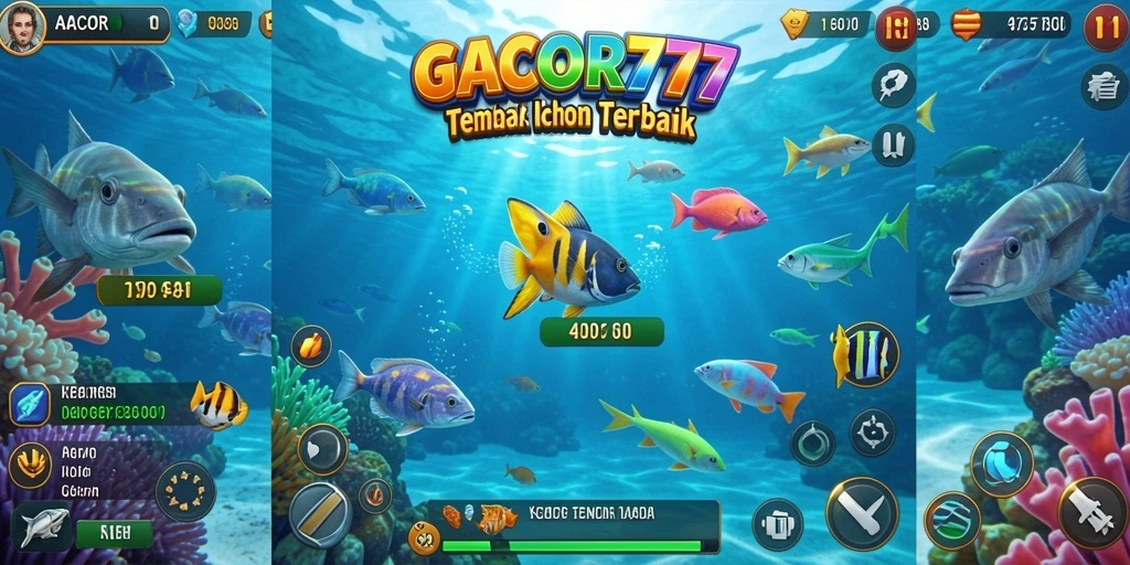 Screenshot utama GACOR777 menampilkan aksi seru saat menembak ikan.