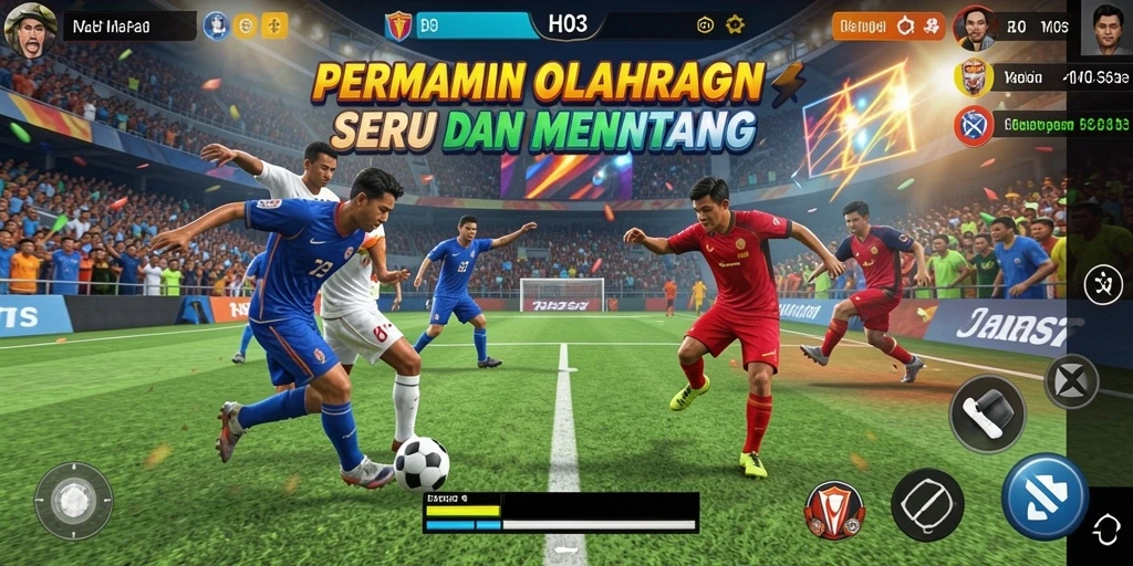 Screenshot utama H03 menampilkan aksi seru pertandingan olahraga.