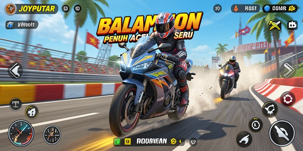 Gameplay seru dalam balapan motor di JOYPUTAR.