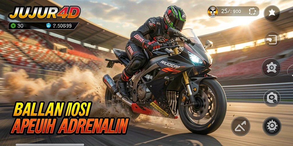 Screenshot JUJUR4D menampilkan aksi balapan motor yang mendebarkan dan penuh adrenalin.