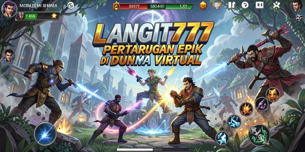 Tampilan utama LANGIT777 menampilkan aksi pertarungan yang intens dan karakter unik.