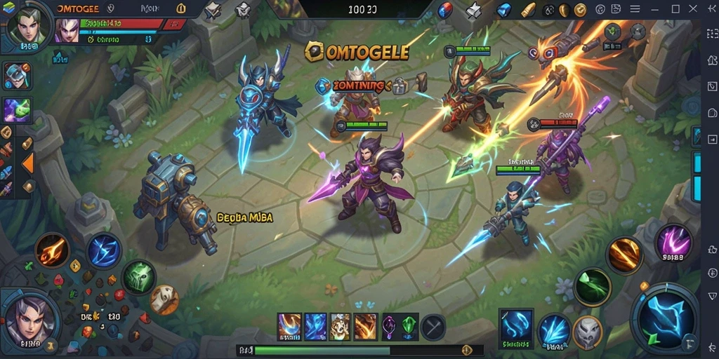 Tampilan seru gameplay OMTOGEL dengan aksi MOBA yang mendebarkan.