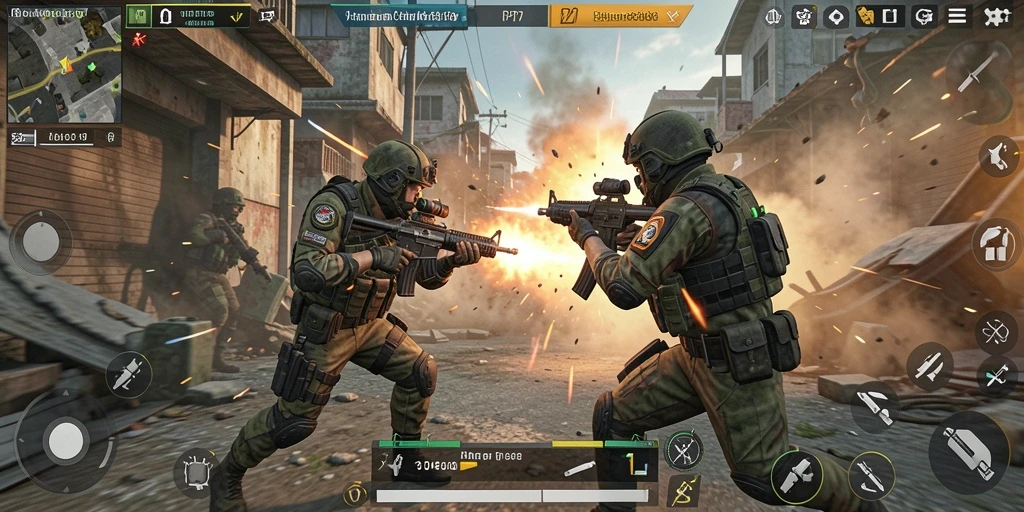 Tampilan gameplay PP7 yang menegangkan di medan perang.