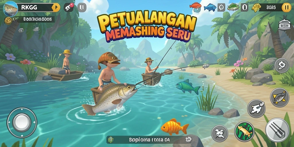 Tampilan gameplay RKGG yang menakjubkan saat memancing.