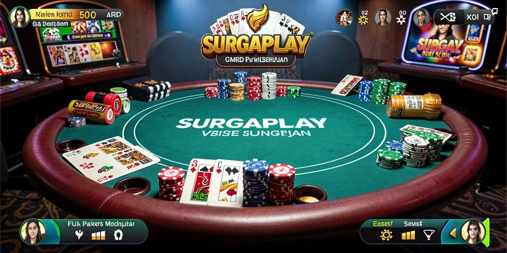 Tampilan gameplay menarik di SURGAPLAY, penuh aksi poker.
