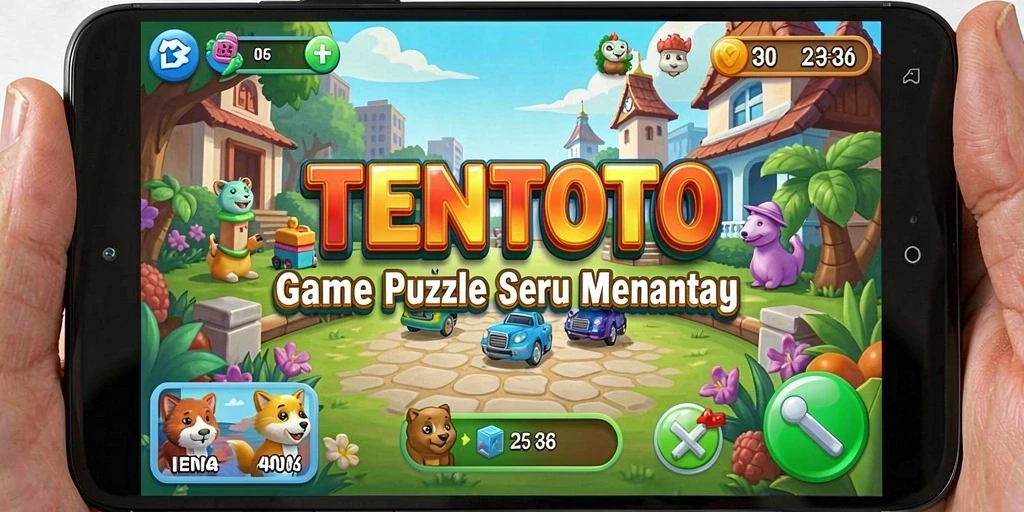Tangkapan layar gameplay TENTOTO dengan teka-teki menarik.