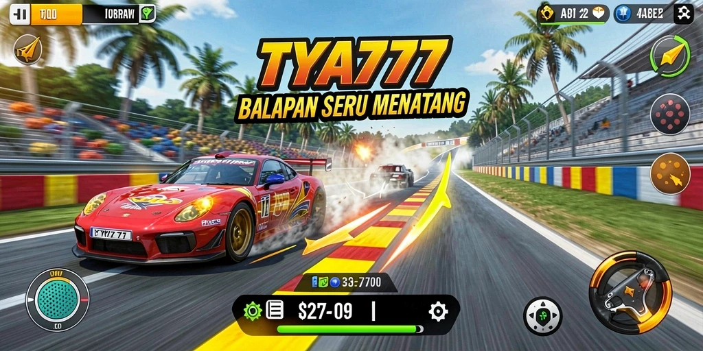 Tampilan gameplay seru di TYA777 dengan aksi balapan yang mendebarkan.